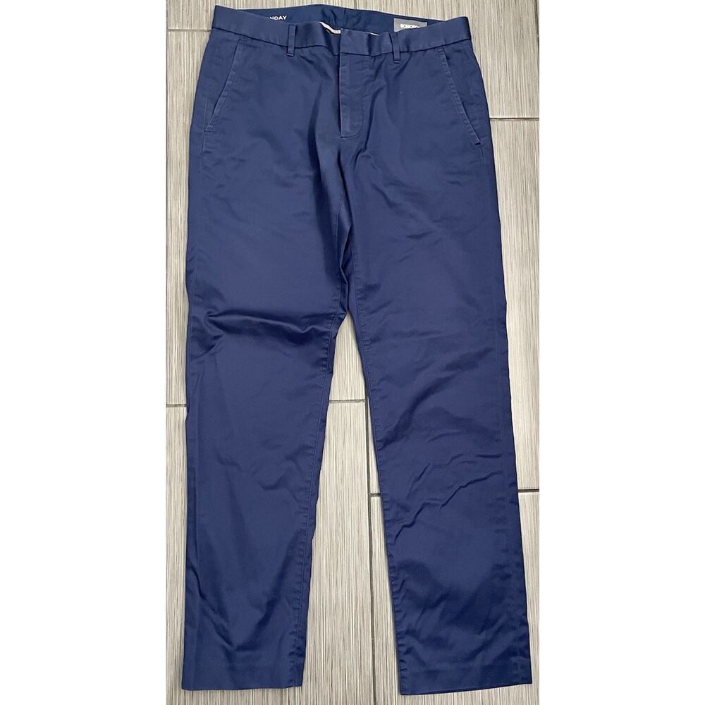 Bonobos Pants Mens Blue Slim Straight Monday Pants Size 33x32 Preppy Casual